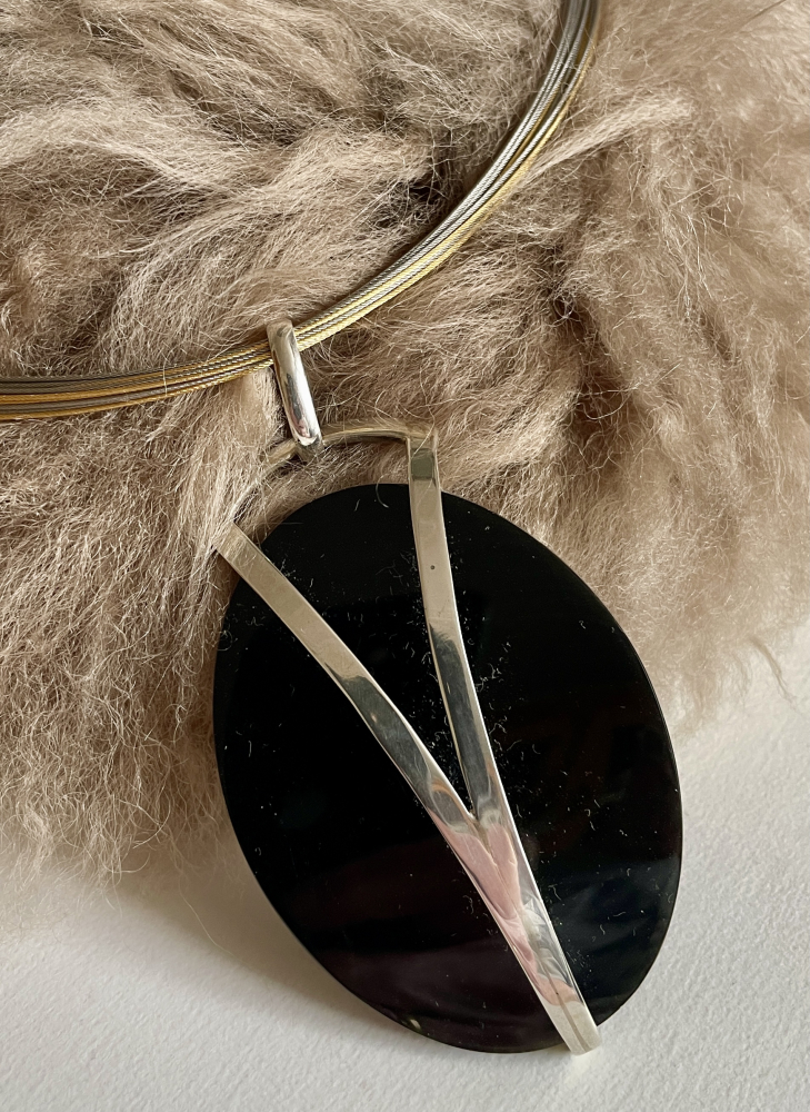 Onyx Anhänger Silber 58x45mm